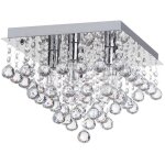 Toolight - plafonnier argent� carr� app515 - 4c cristal 40x31 cm 4 - points de lumi�re e14