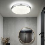 Plafonnier argent lampe de couloir effet toile plafonnier led dtecteur de mouvement ip44, aluminium ...