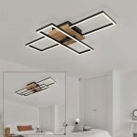Etc - shop - plafonnier aspect bois plafonnier pivotant lampe de salon noir, mdf mtal opale, 1x led ...