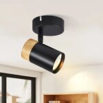 Gbly - plafonnier en bois, luminaire de plafond 1 flamme - spots de plafond basculants gu10 � 330�, lampe ...