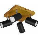 Etc - shop - plafonnier bois spot noir - matt pivotant salon salle � manger �clairage spot lampe marron ...