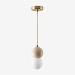 Sklum - plafonnier boule de cristal en travertin davise dor