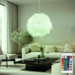Plafonnier boule pendule remote control lampe plume de canard dimmable dans un ensemble comprenant des ...