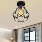 Plafonnier cage design diamnt en m�tal fer 20cm, lustres abat jours retro industriel luminaire e27 edison ...