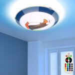 Plafonnier chambre enfants pingouin plafonnier enfants bleu lampe enfants mur plafond, acier verre, t�l�comman ...