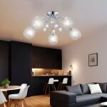 Globo - plafonnier chrome cristal spot plafonnier cristaux 5 ampoules, maille chrom�e, 5x douilles e14, ...