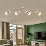 Etc - shop - plafonnier chrom� projecteur de faisceau salon salle de travail spot en bois lumi�re r�glable ...