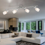 Globo lighting - lampe de plafond spot de plafond 4 flammes lampe de salon plafonnier, chrom spots en ...