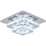 Plafonnier en cristal lampe de plafond acier inoxydable led miroir 24w lustre moderne pour salon chambre ...