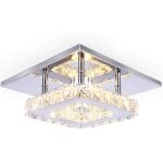 Plafonnier en cristal lustres lampe de plafond acier inoxydable led miroir 12w pour salon chambre � coucher ...