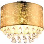 Plafonnier cristal salon salle � manger �clairage tissu luminaire feuille d'or design globo 15187d3