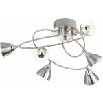 Wofi - plafonnier plafonnier design lampe de salle � manger, 6 flammes, courb�, m�tal, argent, led 4, ...