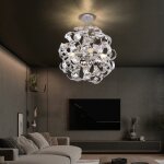 Globo - plafonnier plafonnier design lampe salle  manger lampe salon, 4 flammes, bandes mtal chrom, ...