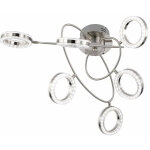 Plafonnier plafonnier design lampe de salon, 6 flammes, mtal, verre, nickel mat, spots mobiles, 6x led ...