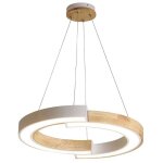 Lustre led v - tac avec 2 croissants de lune 32 w en bois 43 x 37 x 112 cm blanc naturel