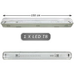 Plafonnier �tanche 1 tube led n�on t8 g13 150cm plafond mural ip65 t8 - 150ss