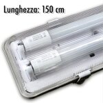 Plafonnier étanche avec 2 tubes néon led 150 cm pour plafond et mur ip65 Plafonnier étanche avec 2 tubes néon led 150 cm pour plafond et mur ip65