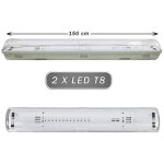 Plafonnier �tanche 2 tubes n�ons t8 g13 150 cm mur - plafond ip65 t8 - 150s