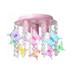 Plafonnier ewilight 3x e27, rose, cristaux papillon