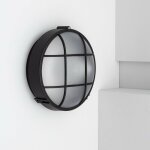 Plafonnier extrieur rond  grille hublot 220 mm noir