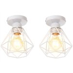 Plafonnier industriel e27 vintage luminaire suspension de plafond abat - jour diamant 16cm pour chambre ...