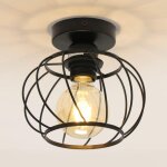 Goeco - plafonnier industriel et vintage e27 base cage lampe de plafond pour cuisine salle  manger chambre ...