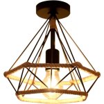 Goeco - plafonnier industriel et vintage e27 base cage lampe de plafond pour cuisine salle  manger chambre ...