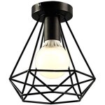 Plafonnier industrielle en m�tal fer cage diamant retro lustre suspension luminaire pour couloir, entr�e, ...