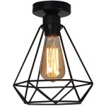 Plafonnier industrielle en m�tal noir cage fer diy lustre pour salon chambre caf� bar restaurent salle ...