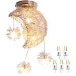 Plafonnier industrielle mini lune �toiles led lustre suspension luminaire aluminium 20cm moon avec 5 ...
