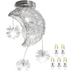 Plafonnier industrielle mini lune �toiles led lustre suspension luminaire aluminium 20cm moon avec 5 ...