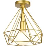 Plafonnier industrielle retro 25cm en forme diamant or , suspension luminaire pour salle � manger, bar, ...