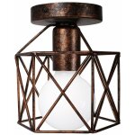 Plafonnier industrielle vintage lampe de plafond cage en m�tal suspension luminaire e27 rouille �15cm ...