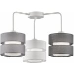 Wofi - plafonnier lampe de salon 3 flammes lampe de chambre textile, tissu m�tallique gris blanc, 3x ...