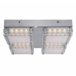 Plafonnier plafonnier lampe de salon, 4 flammes, moderne, m�tal verre, chrome, 4x led 3, 2 watts 360 ...