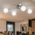 Globo - plafonnier plafonnier lampe de salon spot lampe spot, 4 ampoules, feuilles dcoratives verre ...