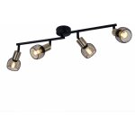 Plafonnier lampe de salon plafonnier spot strip 4 flammes grille �crans, m�tal, or noir, 4x douilles ...