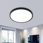 Goeco? plafonnier led 24w 6500k 2160lm ip50 �30cm - noir mince, bureau / balcon?