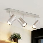 Plafonnier led 3 spots nickel - spot plafonnier pivotant gu10 moderne pour le couloir, le salon, la chambre ...