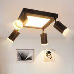 Plafonnier led 4 spots de plafond - spot de plafond gu10 plafonnier noir plafonnier chambre lampe 3000k ...