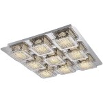 Plafonnier moderne lampe de salon led design cristaux carr�s, m�tal, plastique, led 45w 4950lm 3000k ...