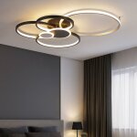 Plafonnier led anneaux mobiles plafonnier noir lampe de salon, aluminium, 35 w 1400 lm blanc chaud, lxlxh ...