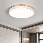 Plafonnier led blanc moderne, plafonnier en bois de 30 cm, plafonnier rond 18 w pour salon, chambre, ...