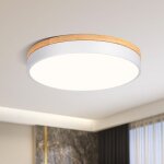 Plafonnier led blanc moderne, plafonnier en bois de 40 cm, plafonnier rond 24 w pour salon, chambre, ...