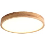 Plafonnier led en bois, 24 w, trois couleurs led, plafonnier rond en bois � 30 cm, convient pour salon, ...