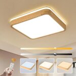 Plafonnier led en bois � 40 cm, 3000 - 6000 k lampe carr�e en bois naturel avec �clairage � 360� pour ...