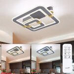 Plafonnier led chambre lampe salon lumi�re dimmable cct t�l�commande gris dor�, 2545lm 56 watts blanc ...