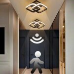Plafonnier led avec d�tecteur de mouvement int�gr�, 22 w, blanc chaud, dimensions : 24 � 20 � 9 cm, id�al ...