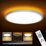 Plafonnier led dimmable, 24w, 2800lm, avec t�l�commande, 3000k - 6000k, pour salon et chambre d'enfant, ...