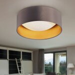Etc - shop - plafonnier led effet toile lampe de salon abat - jour textile or taupe plafonnier moderne, ...